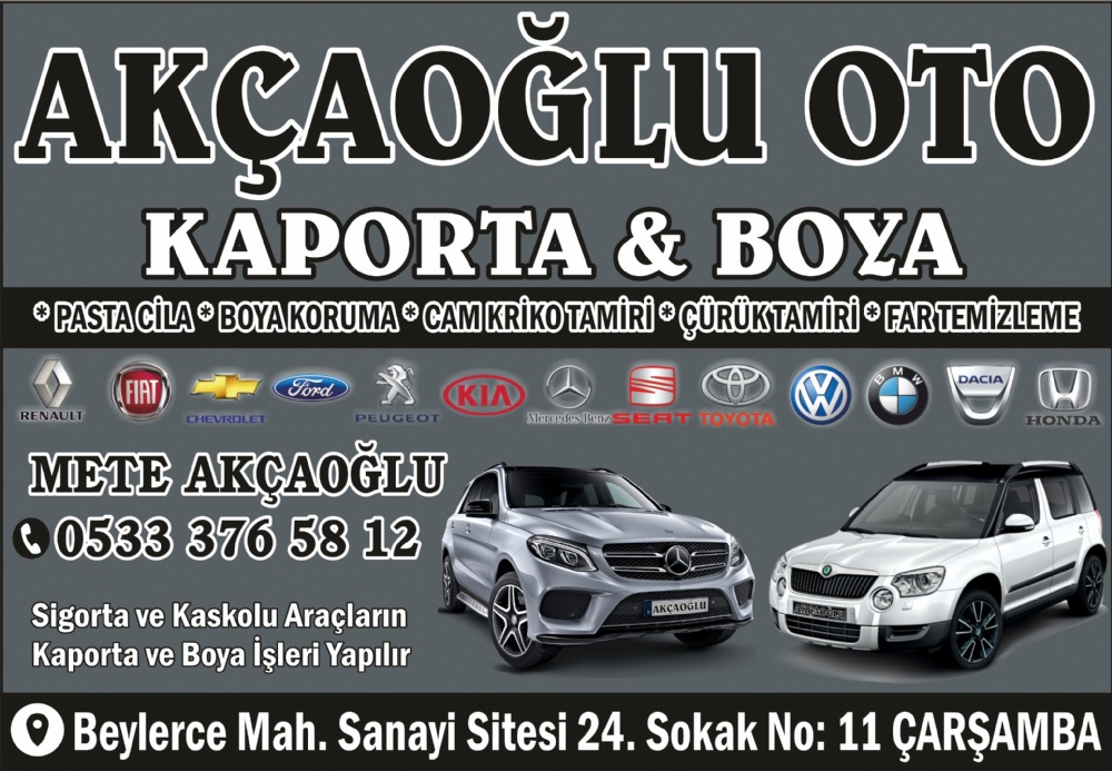 AKÇAOĞLU OTO KAPORTA, BOYA ÇARŞAMBA